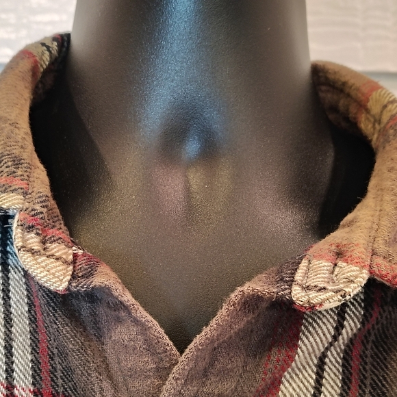 DICKIES LG 42-44 100% COTTON FLANNEL WORK SHIRT GRUNGE DISTRESSED FALL WINTER - Picture 6 of 9